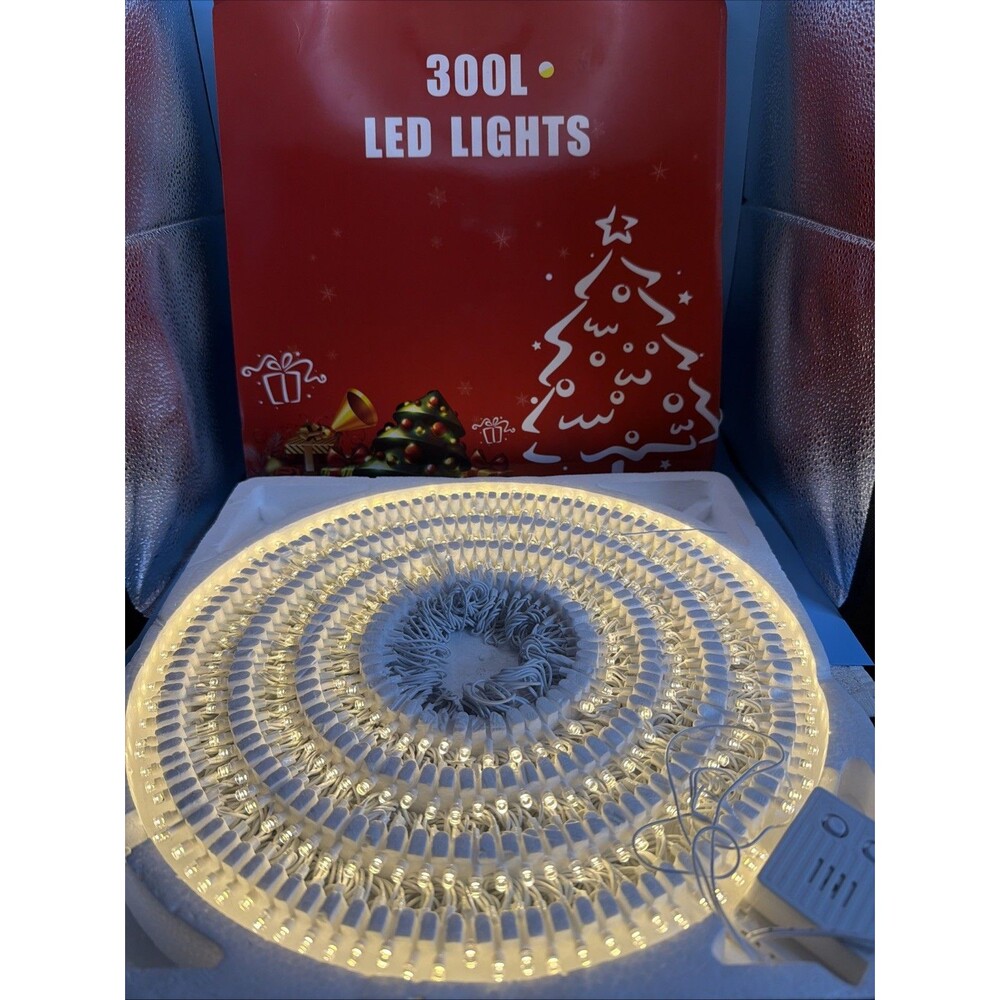300LED String Lights 3 Modes Plug in Fairy Lights 300L-White Wire Indoor Use